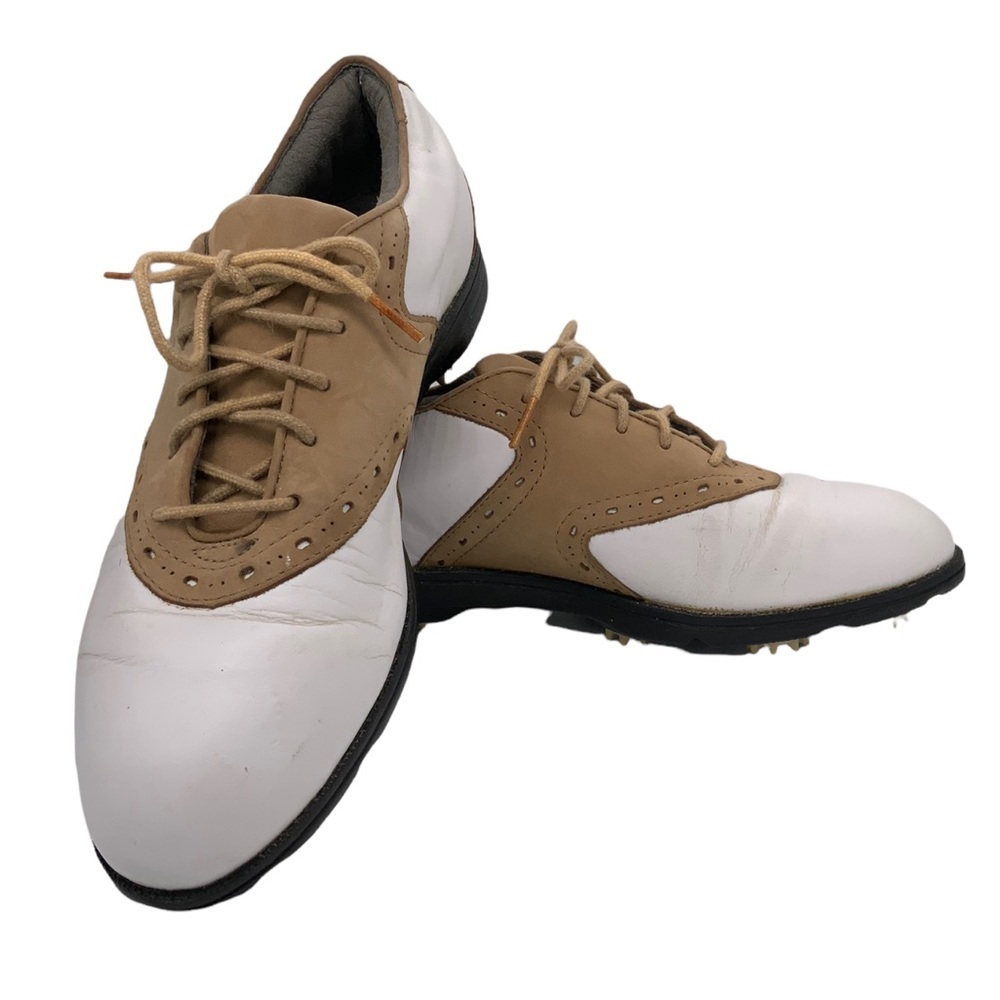 Nike Air White and Tan Leather Golf Cleat - Picture 4 of 7